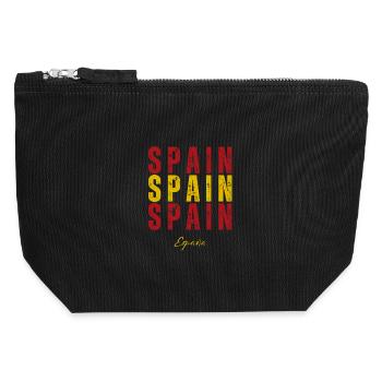 Drapeau de l’Espagne, fierté espagnole - Pochette zippée en toile 12 x 13 cm - noir - Devant