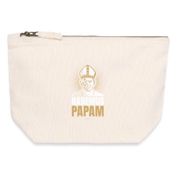Habemus Papam 2025 Portrait du pape Élection du pape Vatican - Pochette zippée en toile 12 x 13 cm - blanc naturel - Devant