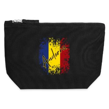Flagge von Andorra, andorranischer Stolz - Canvas Reißverschluss-Täschchen (12 x 13 cm) - Schwarz - Vorne