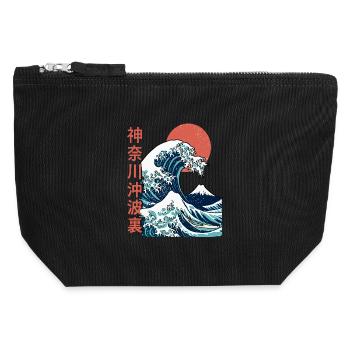 Die große Welle vor Kanagawa - Canvas Reißverschluss-Täschchen (12 x 13 cm) - Schwarz - Vorne