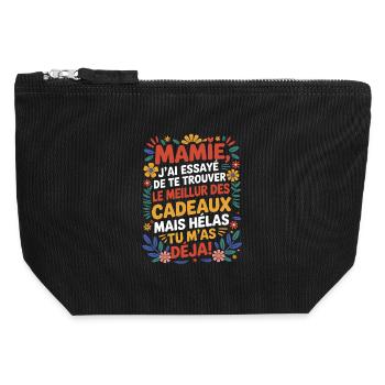 Granny Gift Mother's Day 2026 Humor Flower - Canvas Zip Pouch 12 x 13 cm - black - Front