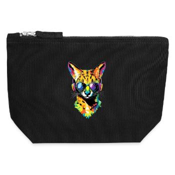 Serval Raubkatze Afrika Savannah Leopard Katzen - Canvas Reißverschluss-Täschchen (12 x 13 cm) - Schwarz - Vorne