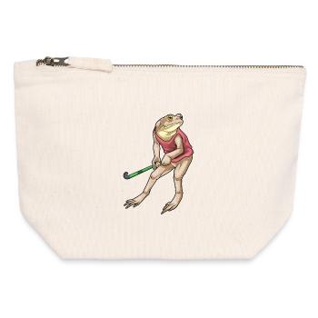 Frosch Feldhockey Hockeyschläger - Canvas Reißverschluss-Täschchen (12 x 13 cm) - Naturweiß - Vorne