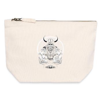 Mythologie nordique Viking Guerrier Valhalla - Pochette zippée en toile 12 x 13 cm - blanc naturel - Devant