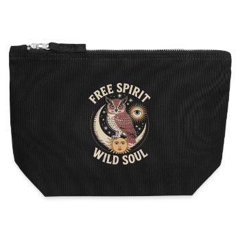 Mystic Owl Free Spirit Wild Soul Shirt - Canvas Zip Pouch 12 x 13 cm - black - Front