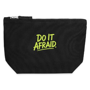 Fais-le Peur Courage Développement Motivation - Pochette zippée en toile 12 x 13 cm - noir - Devant