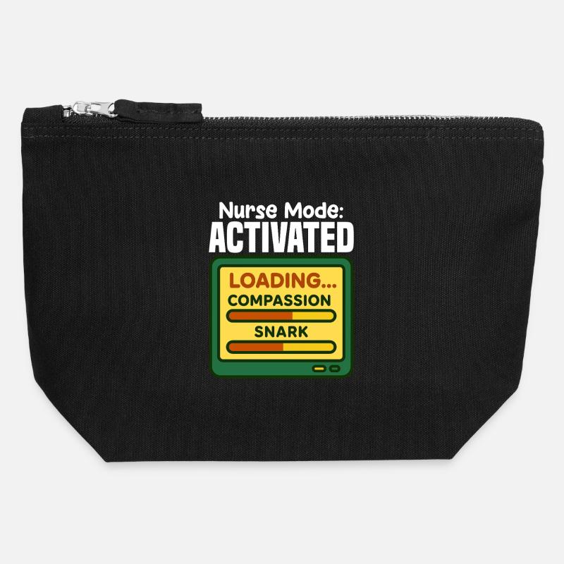 NURSE MODE ACTIVATED - NURSE GIFT - Canvas Zip Pouch 12 x 13 cm - black