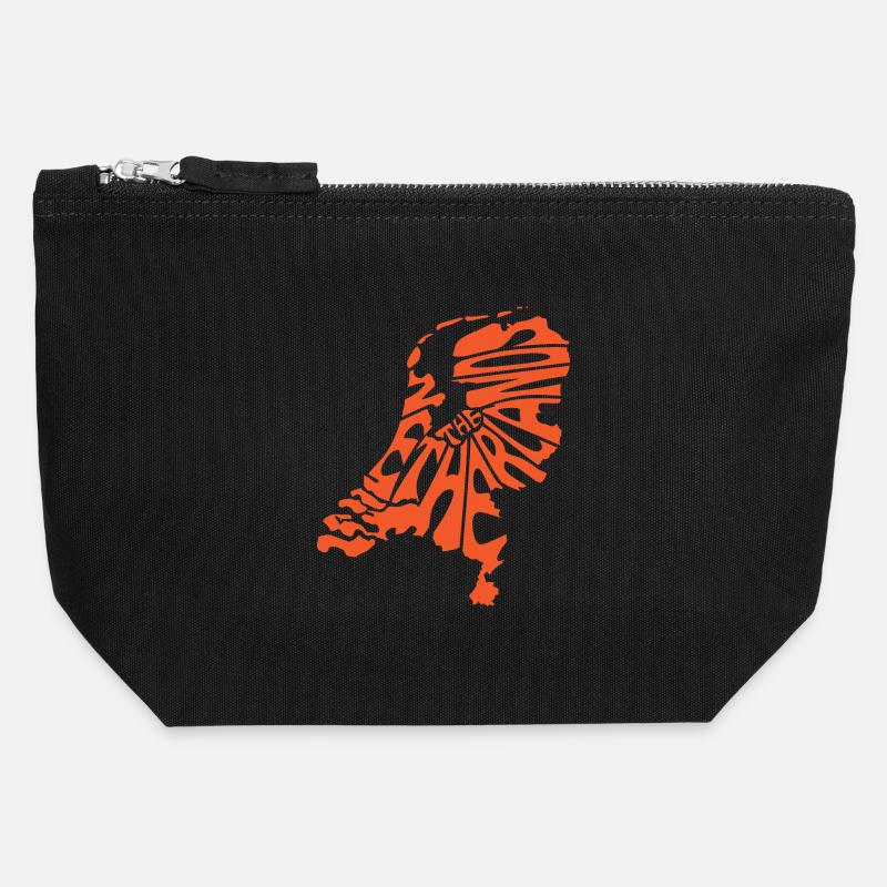 Retro Map of the Netherlands - Canvas Zip Pouch 12 x 13 cm - black