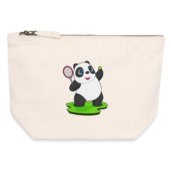 Raquette de tennis Panda - Pochette zippée en toile 12 x 13 cm - blanc naturel - Devant