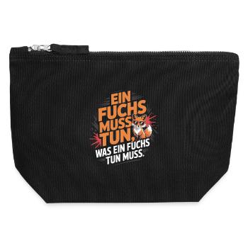 Fuchs Spruch Ein Fuchs Muss Tun Was Fuchs Tun Muss - Canvas Reißverschluss-Täschchen (12 x 13 cm) - Schwarz - Vorne