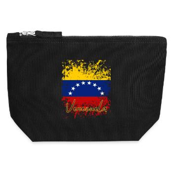 Venezuelan flag, I love Venezuela - Canvas Zip Pouch 12 x 13 cm - black - Front