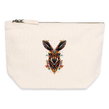 Kangourou Australie Outback Kangourous mignons sauvages - Pochette zippée en toile 12 x 13 cm - blanc naturel - Devant