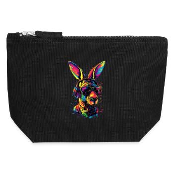 Kangourou Australie Outback Kangourous mignons sauvages - Pochette zippée en toile 12 x 13 cm - noir - Devant