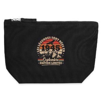 Vintage Geburtstagsgeschenk Geboren im September 1945 - Canvas Reißverschluss-Täschchen (12 x 13 cm) - Schwarz - Vorne