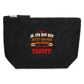 Ü20 Halloween Süßes sonst gibt es Saures - Canvas Reißverschluss-Täschchen (12 x 13 cm) - Schwarz - Vorne