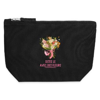 Say it with FLOWERS - Canvas Zip Pouch 12 x 13 cm - black - Front