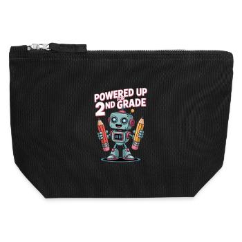 Powered Up For 2nd Grade Robot School - Canvas Zip Pouch 12 x 13 cm - black - Front
