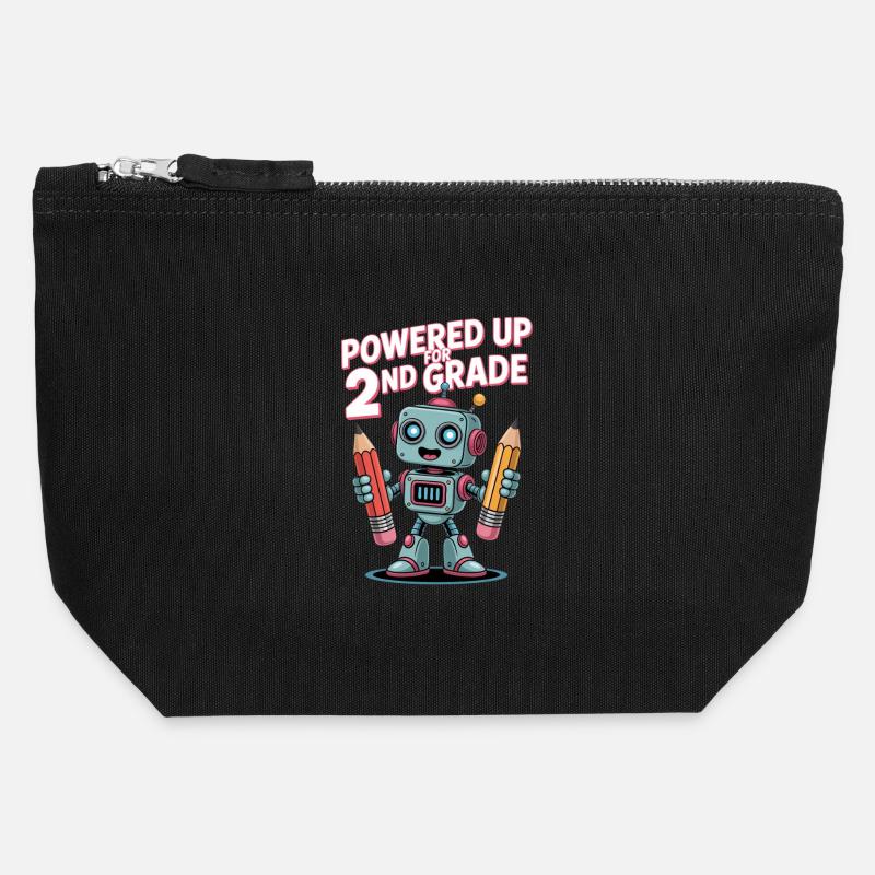Powered Up For 2nd Grade Robot School - Canvas Zip Pouch 12 x 13 cm - black