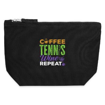 Tennis Coffee Wine Replay Tennis Player - Canvas Zip Pouch 12 x 13 cm - black - Front