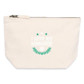 Samoyède - Pochette zippée en toile 12 x 13 cm - blanc naturel - Devant