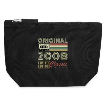2008 Vintage Retro Birthday Gift - Canvas Zip Pouch 12 x 13 cm - black - Front