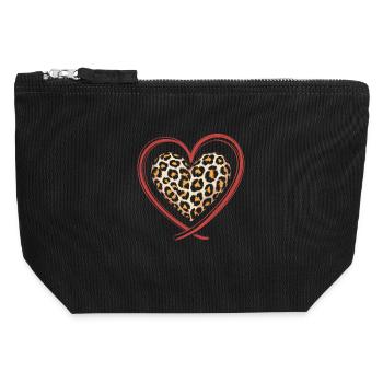 Leopard print heart leopard - Canvas Zip Pouch 12 x 13 cm - black - Front