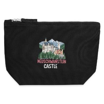 Château de Neuschwanstein - Pochette zippée en toile 12 x 13 cm - noir - Devant
