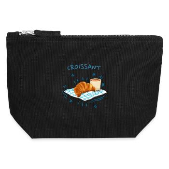 Croissant Blue Retro Design - Canvas Zip Pouch 12 x 13 cm - black - Front