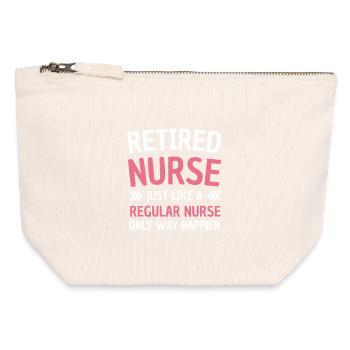 Infirmière à la retraite Humour Citation sur les soins infirmiers - Pochette zippée en toile 12 x 13 cm - blanc naturel - Devant