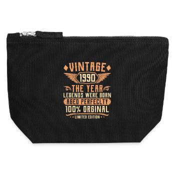 35. Geburtstag Vintage - Jahrgang 1990 - Canvas Reißverschluss-Täschchen (12 x 13 cm) - Schwarz - Vorne