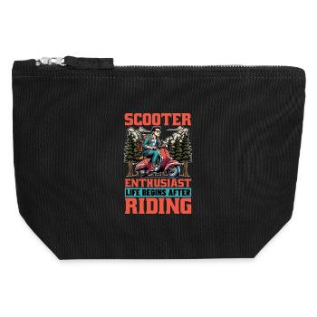 Scooter Enthusiast Life Begins Kick Scooter Lover - Canvas Zip Pouch 12 x 13 cm - black - Front