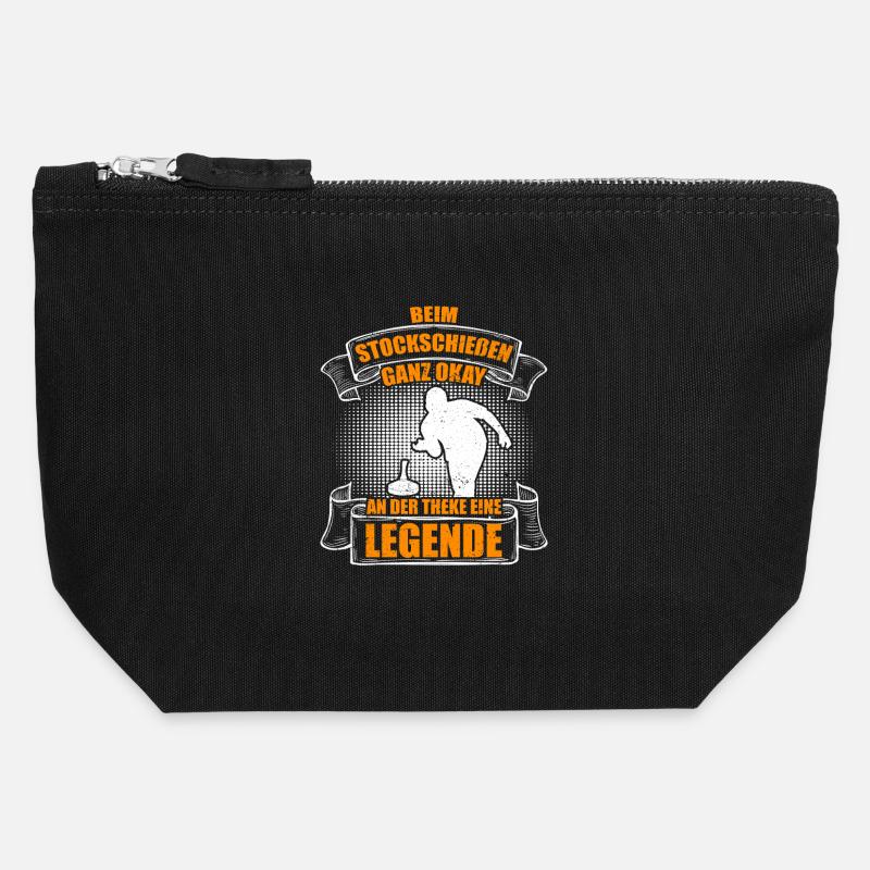 Quite okay at curling - Canvas Zip Pouch 12 x 13 cm - black