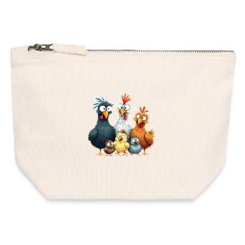 Colorful Chicken Group Comedy Design - Canvas Zip Pouch 12 x 13 cm - nature - Front