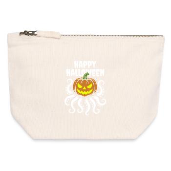 Happy Halloween - Octopus Pumpkin with Tentacles - Canvas Zip Pouch 12 x 13 cm - nature - Front