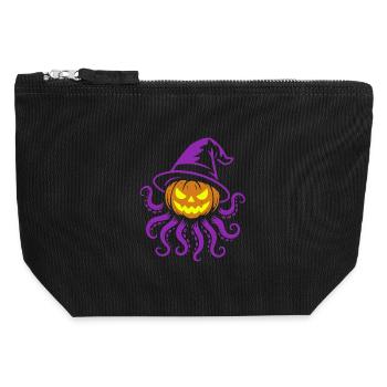 Octopumpkin - Spooky pumpkin with tentacles - Canvas Zip Pouch 12 x 13 cm - black - Front