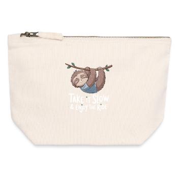 Paresseuse détendue : allez-y doucement et profitez-en - Pochette zippée en toile 12 x 13 cm - blanc naturel - Devant