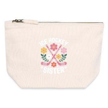 Eishockey Spruch Schwester Eishockey Geschenk - Canvas Zip Pouch 12 x 13 cm - nature - Front