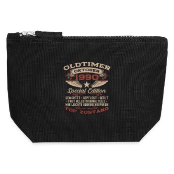 35th Birthday Gift Vintage Car October 1990 - Canvas Zip Pouch 12 x 13 cm - black - Front