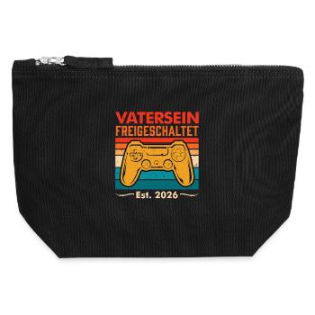 Dad-to-be FATHERHOOD UNLOCKED 2026 - Canvas Zip Pouch 12 x 13 cm - black - Front