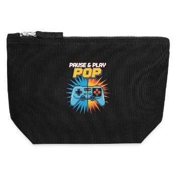 Pause & Play Pop Culture Rétro Jeu vidéo - Pochette zippée en toile 12 x 13 cm - noir - Devant