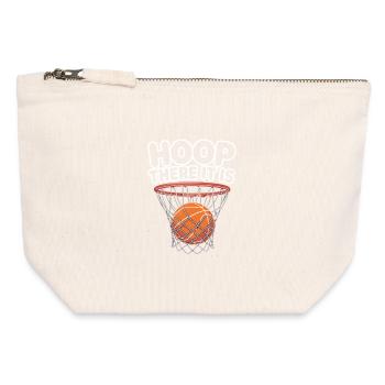Basketball Fun : le cerceau est là - Pochette zippée en toile 12 x 13 cm - blanc naturel - Devant