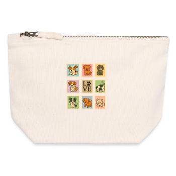 Adorable Puppy Dog Collection with Love Motif - Canvas Zip Pouch 12 x 13 cm - nature - Front