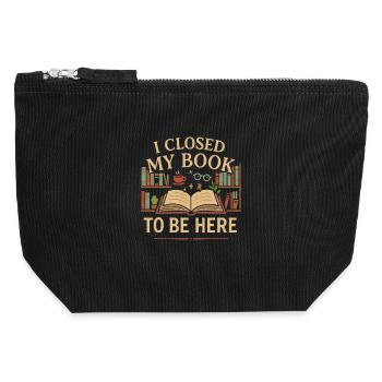 J’ai fermé mon livre pour être ici - Pochette zippée en toile 12 x 13 cm - noir - Devant