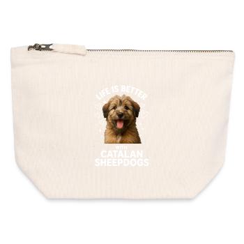 Catalan Sheepdog - Canvas Zip Pouch 12 x 13 cm - nature - Front