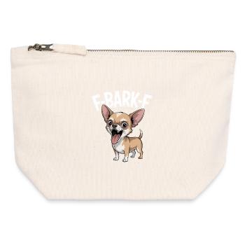 F-BARK-F Chihuahua Humour Drôle Chiens Dire - Pochette zippée en toile 12 x 13 cm - blanc naturel - Devant