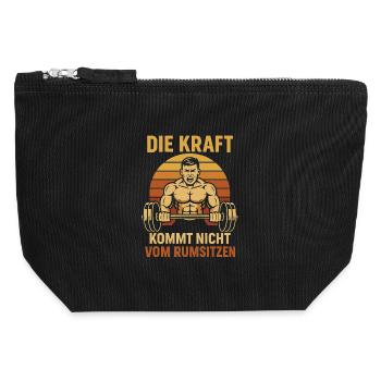 Strength doesn't come from sitting around Fitness Gym Sport - Canvas Zip Pouch 12 x 13 cm - black - Front