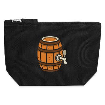 Rustic Beer Barrel Cartoon - Canvas Zip Pouch 12 x 13 cm - black - Front