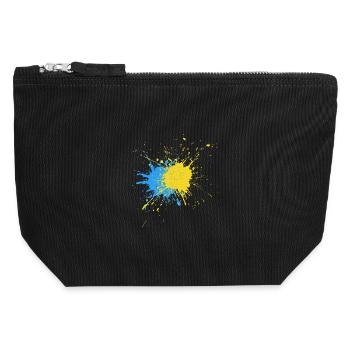 Bicolore Speckle Art Bleu Jaune - Pochette zippée en toile 12 x 13 cm - noir - Devant