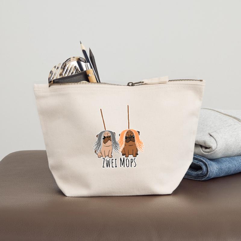 Zwei Mops - Hunde oder Putzgeräte? Hunde Humor? Canvas Reißverschluss-Täschchen (12 x 13 cm)