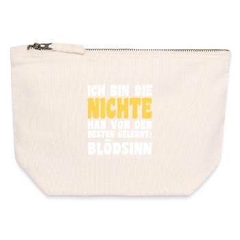 Nièce motif familial - Pochette zippée en toile 12 x 13 cm - blanc naturel - Devant